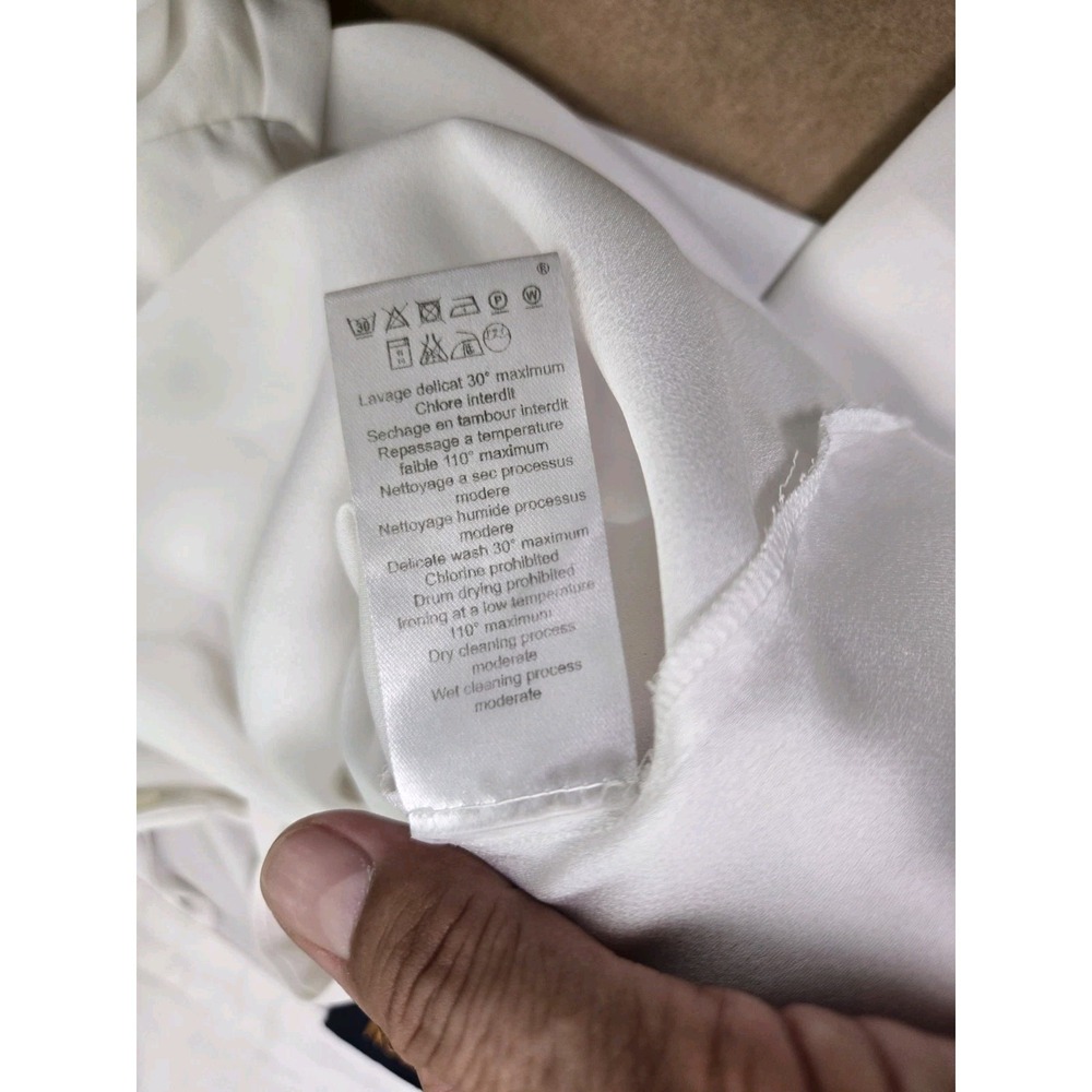 Louis Vuitton Uniform Women's Pleated L/S Button Down Blouse Ivory Size 32 - Picture 15 of 16